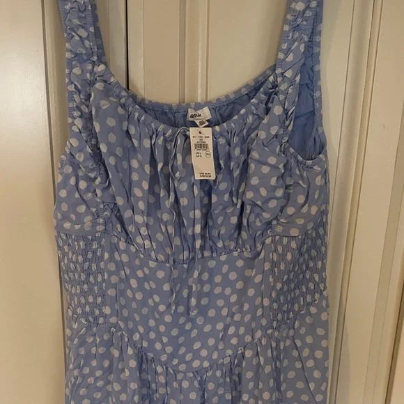 Aerie Light Blue Polka Dot Maxi Dress - Picture 3 of 4